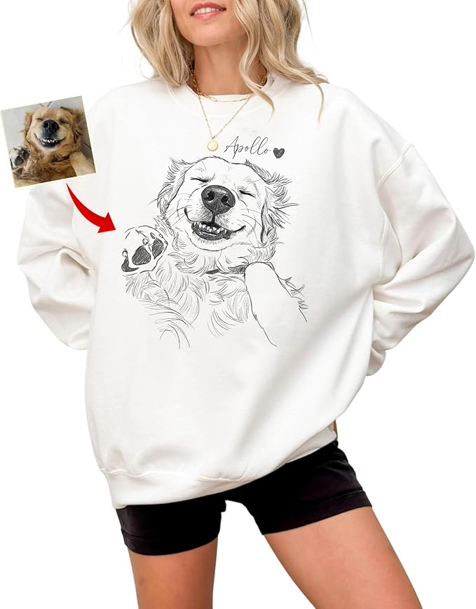 Custom Pet Sweatshirts with Photo and Name, Personalized Dog Sweatshirt by Unknown