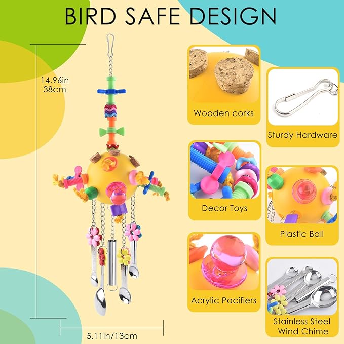 KATUMO Bird Toys, African Grey, Small Cockatoo, Mini Macaw, Eclectus and - Image 2