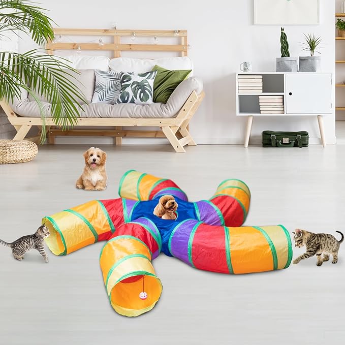 Depets Cat Tunnel for Indoor Cats, 5 Way Large Cat Play Tunnel & Tube - Image 6
