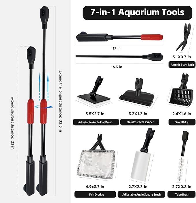 Aquarium Cleaning Tools, 7 in 1 Fish Tank Cleaning Kit - Image 4