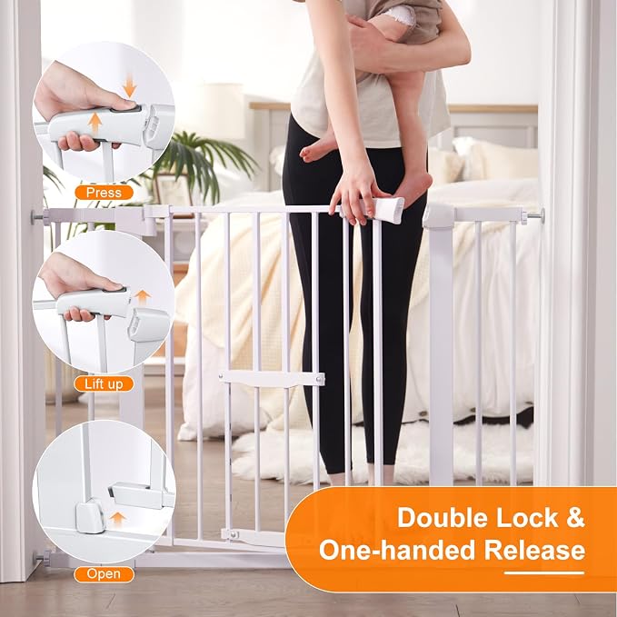 FURTIME 29"-41" Baby Gate with Cat Door Adjustable, Auto Close Dog Gate - Image 3