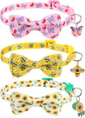 Breakaway Cat Collar with Removable Bow Tie and Bell, Cute Multi-Style Patterns by VKPETFR