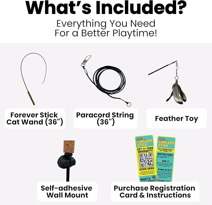 Forever Stick - The Unbreakable Cat Wand Toy, Extra Long Durable Cat String Toy - Image 6