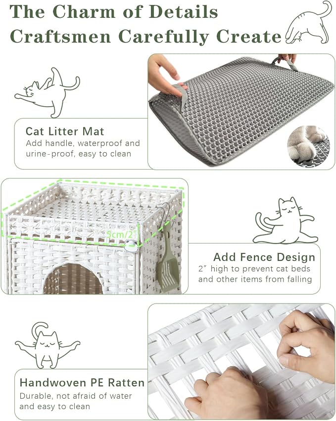 Cat Litter Box Enclosure Furniture, Hidden Litter Box - Image 3