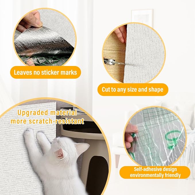 Cat Scratch Mat, 118.5"x17.4" Trimmable Self-Adhesive Cat Scratch Furniture - Image 7