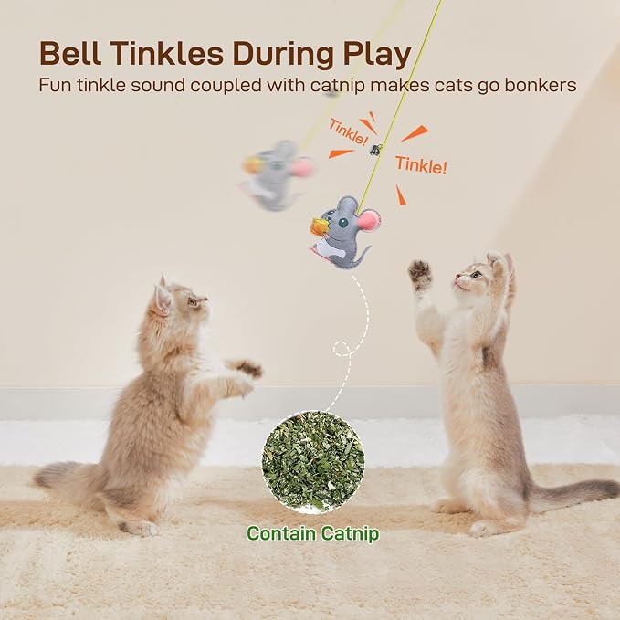 Potaroma Interactive Cat Feather Toys 5 Pcs, Cat Teaser Retractable Hanging - Image 4