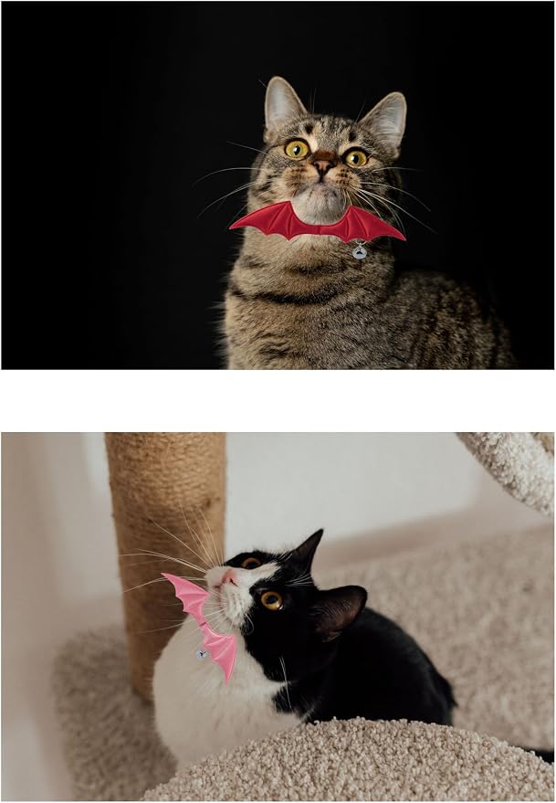 1 PC Bat Wing Cat Collar with Bell, Adjustable Kitten Collar with Safety - Image 3