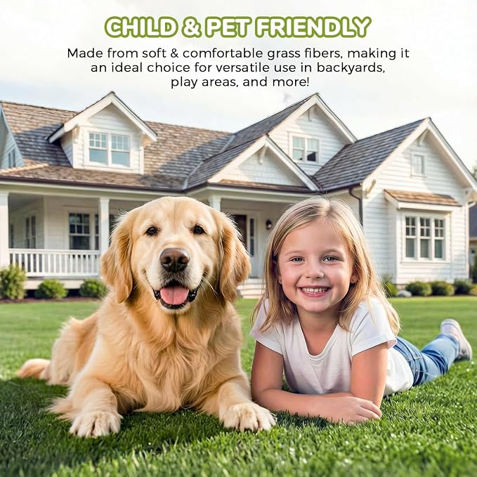 Artificial Grass Rug Indoor Outdoor, 7.7 x 8.7FT Faux Grass Turf - Image 5