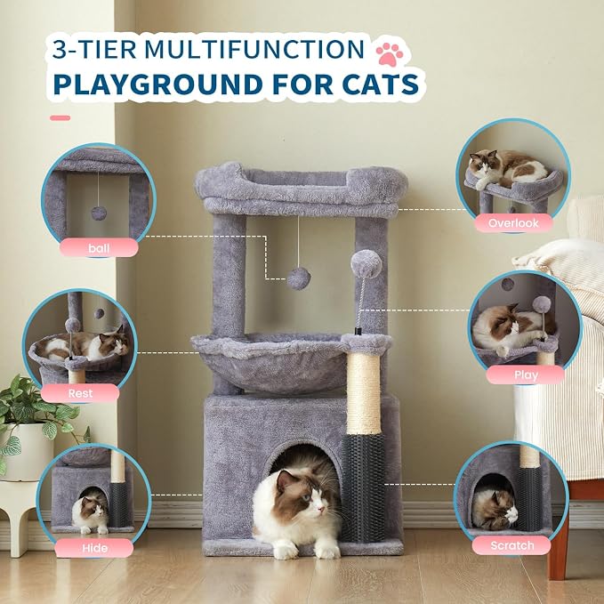 Cat Tree for Indoor Cats, 32 Inch Tall Cat Tower - Image 3