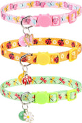 Breakaway Cat Collars with Bell & Cute Pendants, 3 Pack Safety Buckle Kitten by VKPETFR