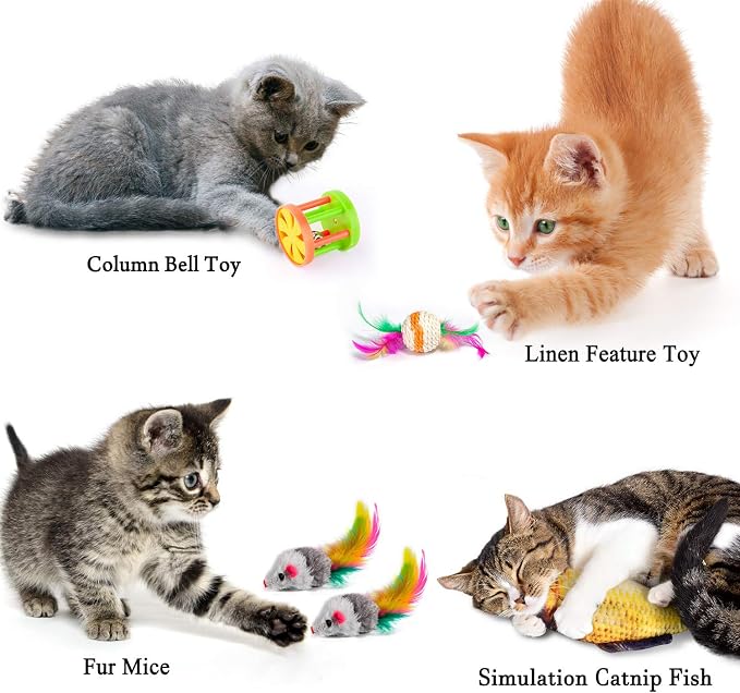 MIBOTE 28Pcs Cat Toys Kitten Toys Assorted, Cat Tunnel Catnip Fish Feather - Image 4