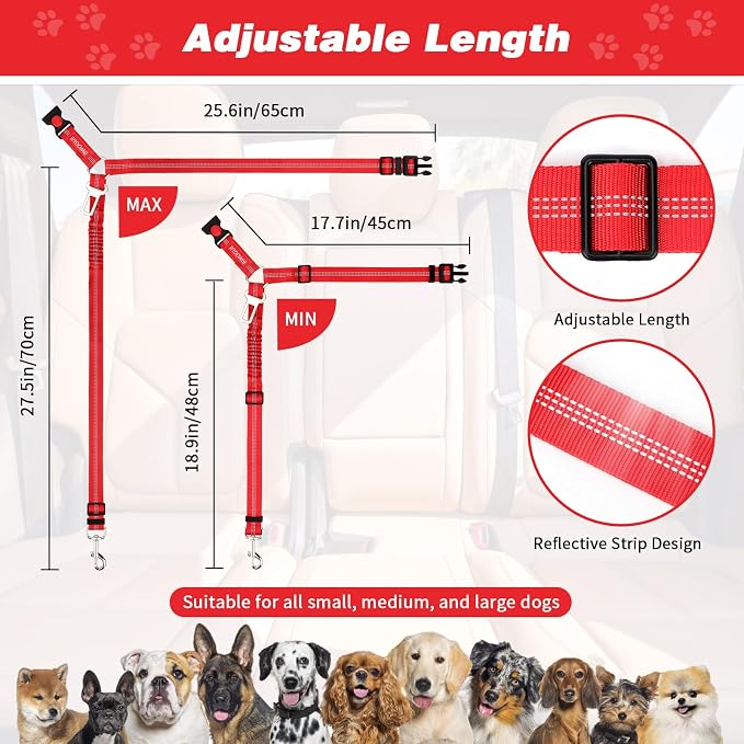 BWOGUE Pet Dog Cat Seat Belt Reflective Car Dog Headrest Restraint Leash - Image 2