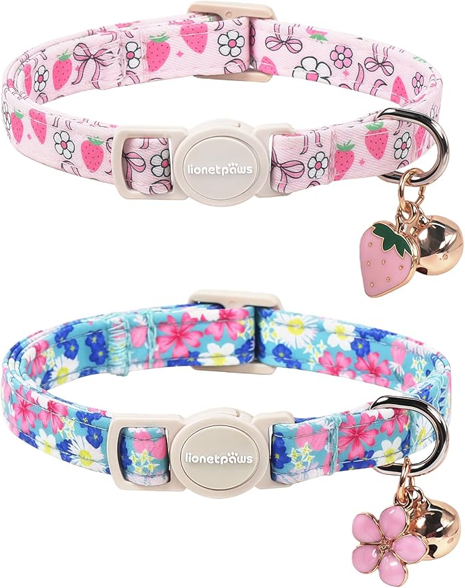 Lionet Paws 2pcs Pack Cotton Cat Collar, Breakaway Buckle by lionetpaws