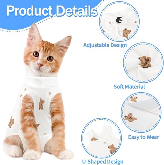 Coppthinktu Cat Recovery Suit Female, Breathable Cat Onesie After Surgery Female - Image 2