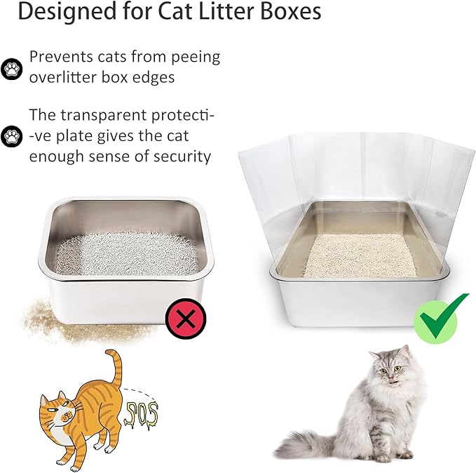 4PCS Cat Litter Box Pee Shields, Transparent Easy Clean Splash Guard - Image 4