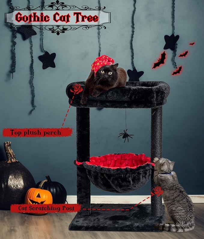 SYANDLVY Gothic Cat Tree with Coffin Bed - Image 5
