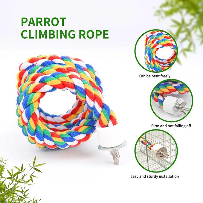 31.5-Inch × 0.8-Inch Diameter Nipple Style Bird Rope Perch, Bird cage - Image 3