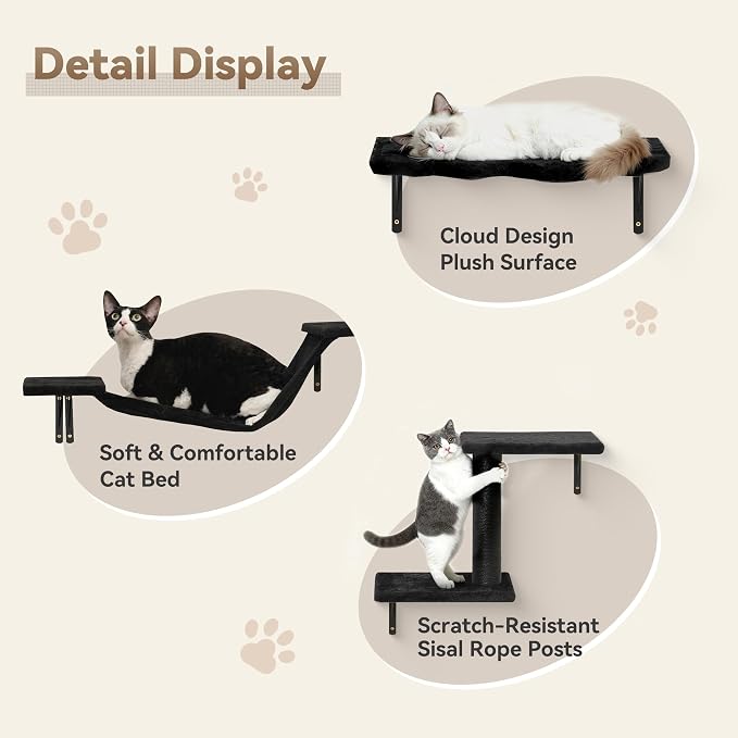 6-in-1 Cat Wall Shelves, Wall-Mounted Cat Furniture - Image 4
