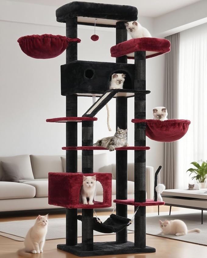 Gothic Cat Tree for Large Cats, 78.7" Tall Cat Tower for Indoor Cats Multiple by Gitelnour