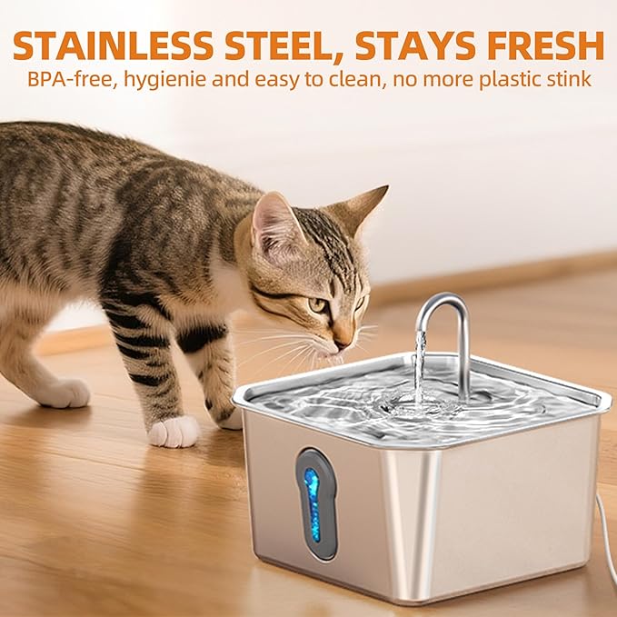 4L/135oz Large Cat Water Fountain Stainless Steel - Image 2