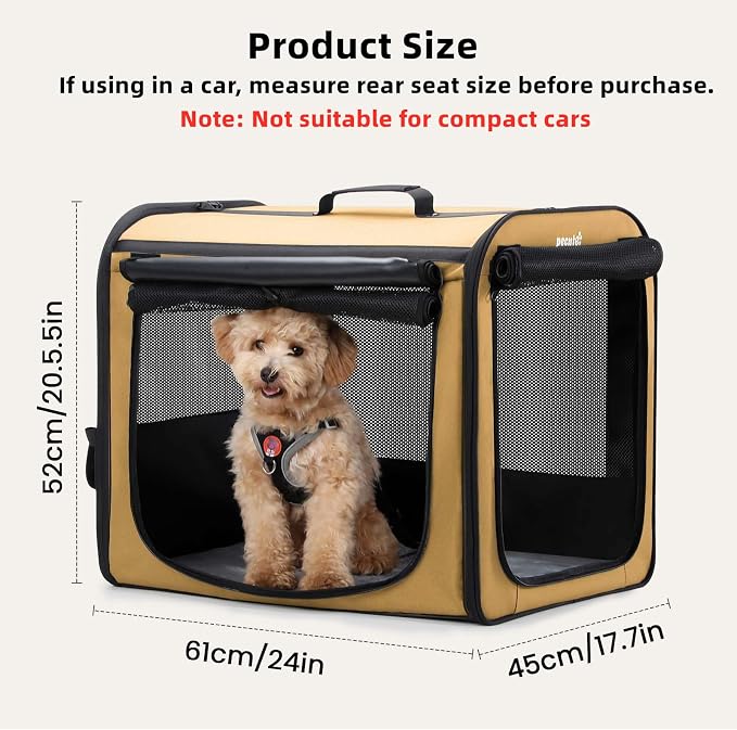 Dog Car Carrier Light Weight 24×17.7×20.5 in, Dog Carrier Easy to Assemble - Image 2
