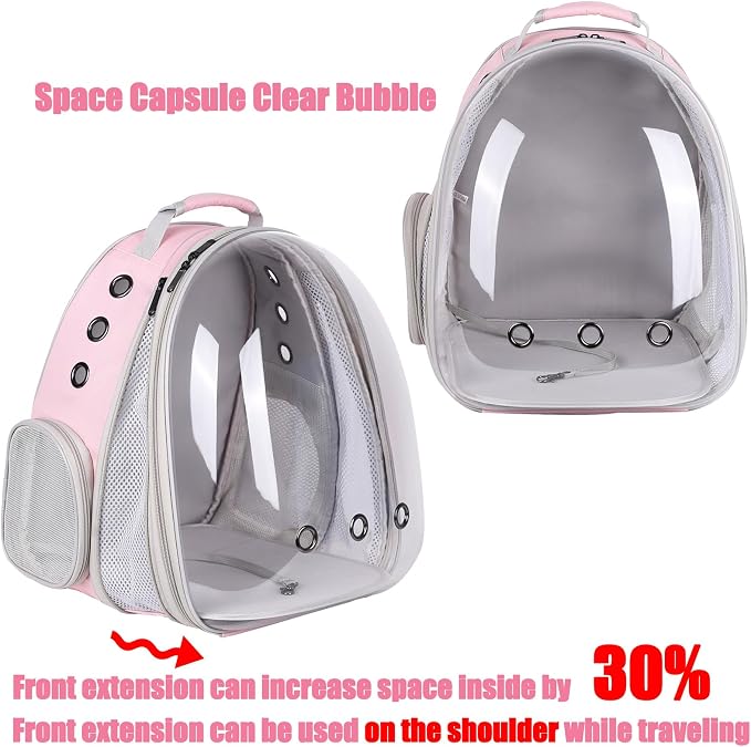 Front Expandable Cat Backpack Carrier, Fit up to 20 lbs, Space Capsule Bubble - Image 3