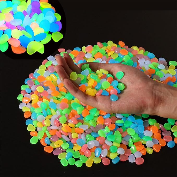 Glow in The Dark Stones 1000 Pcs Glow Pebbles Aquarium Rocks by OMCleaner