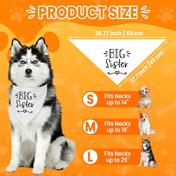 2 Pack Dog Bandanas for Pregnancy Announcement, Cute Adjustable Pet Bandana - Image 3