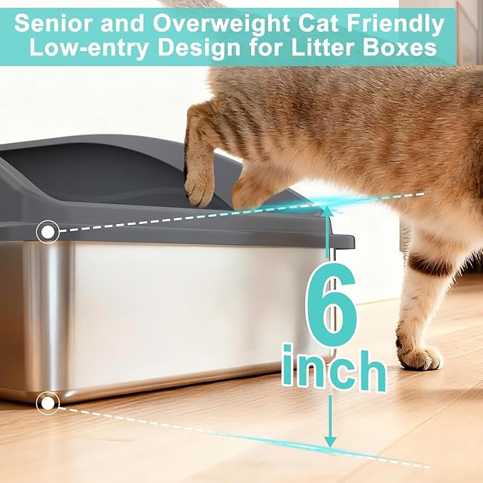 2 Pack Stainless Steel Litter Box | XL Enclosed Cat Litter Boxes - Image 4