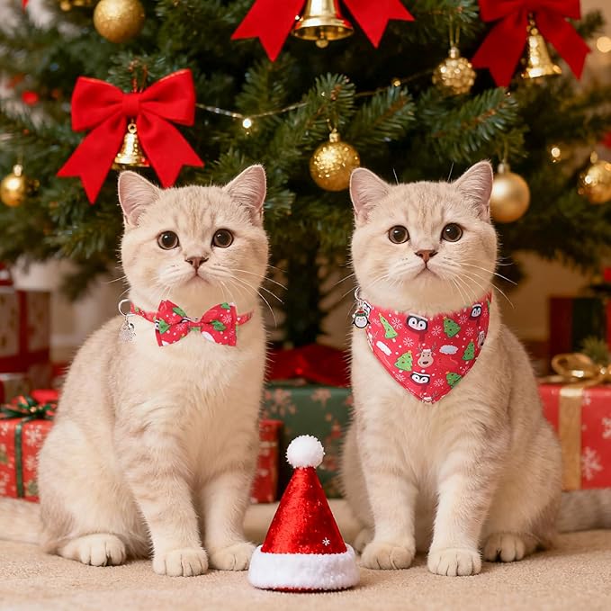 SCENEREAL Christmas Cat Bandana Collar - Image 2