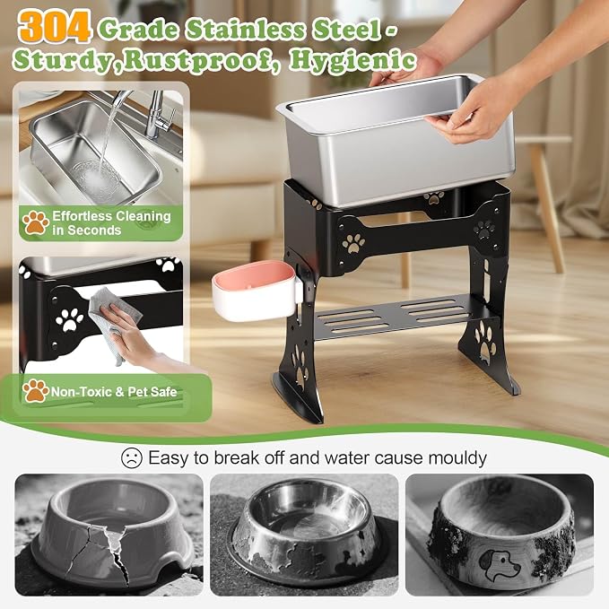 3 Gallon Elevated Large Dog Water Bowl, 3 Height Adjustable Stainless Steel - Image 5