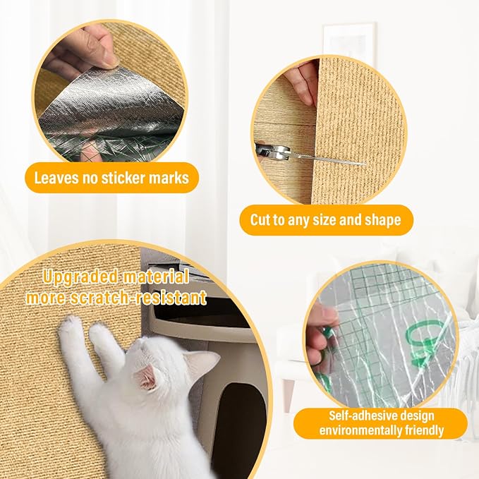 Cat Scratch Mat, 118.5"x17.4" Trimmable Self-Adhesive Cat Scratch Furniture - Image 7