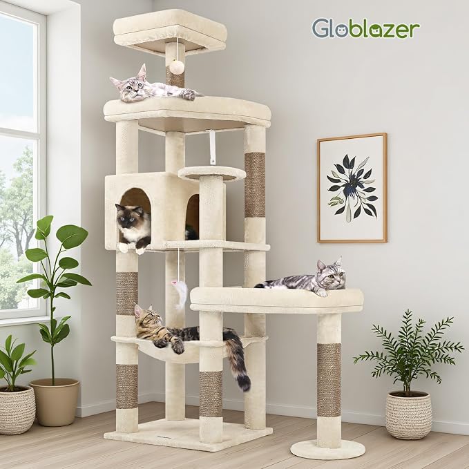 Globlazer Extra Large Platform Cat Tree, 65in Tall Sturdy Cat Tree - Image 8