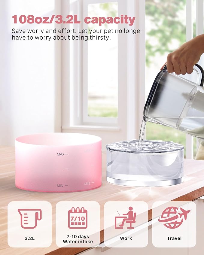 Pink Cat Water Fountain:with 6 Carbon Filters + 3 Sponge Filters - Image 6