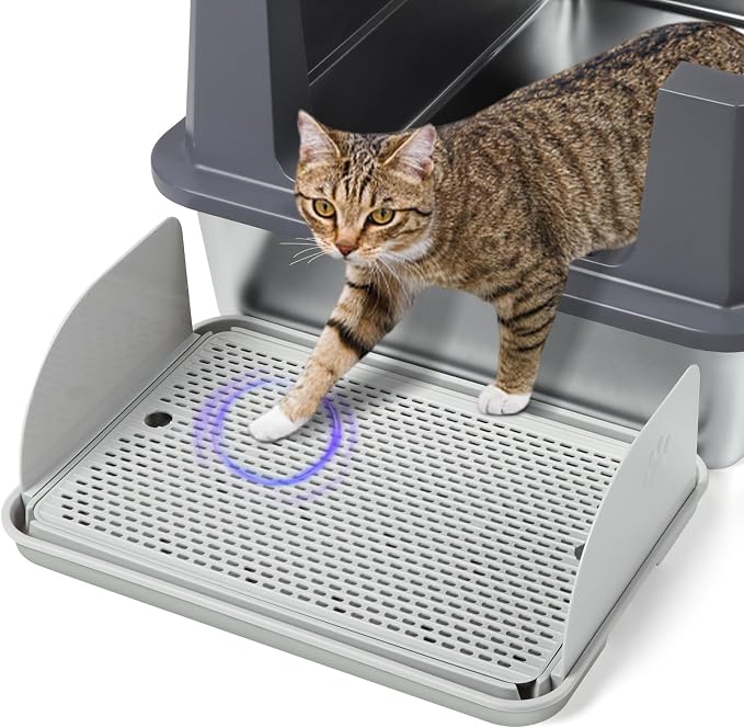 Cat Litter Box Step with Removable Splash-Proof Baffles, Large Pet Ramp by Bartuke