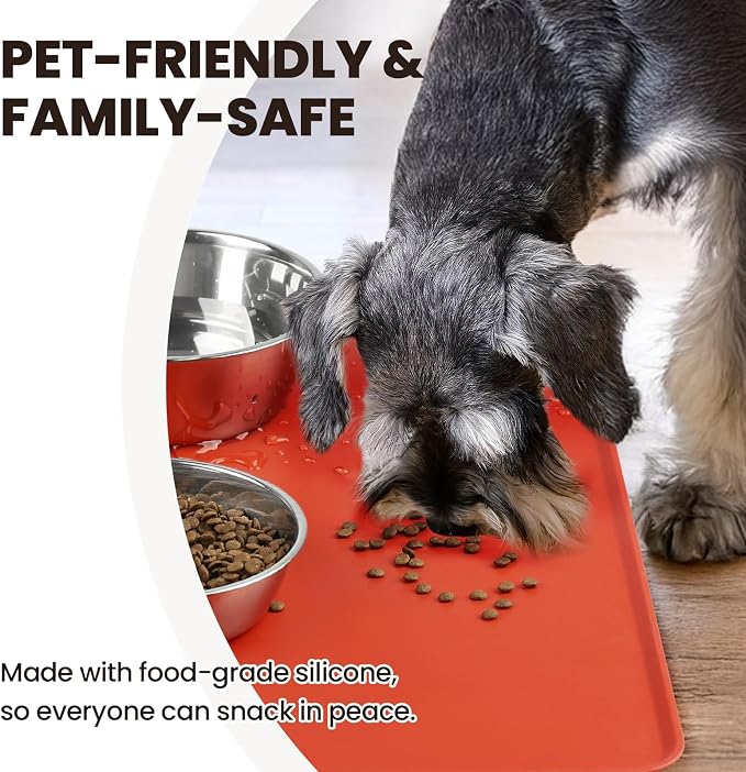 VIVAGLORY Dog Food Mat Flexmat Dog Bowl Mat, Placemat Food Tray - Image 3
