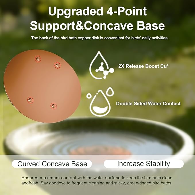Upgraded Bird Bath Copper Disk, 0.8mm Reinforced 99.99% Pure Copper Cleaning - Image 4