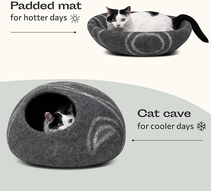 MEOWFIA Cat Cave – Premium Felt Cat Bed - Image 4