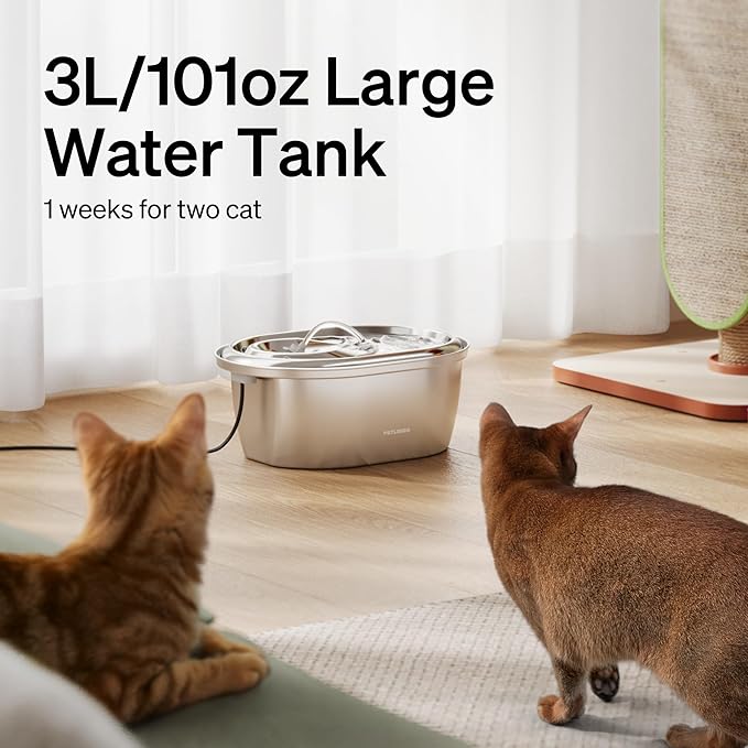 PETLIBRO Stainless Steel Cat Water Fountain, 101oz/3L Pet Water Fountain - Image 3