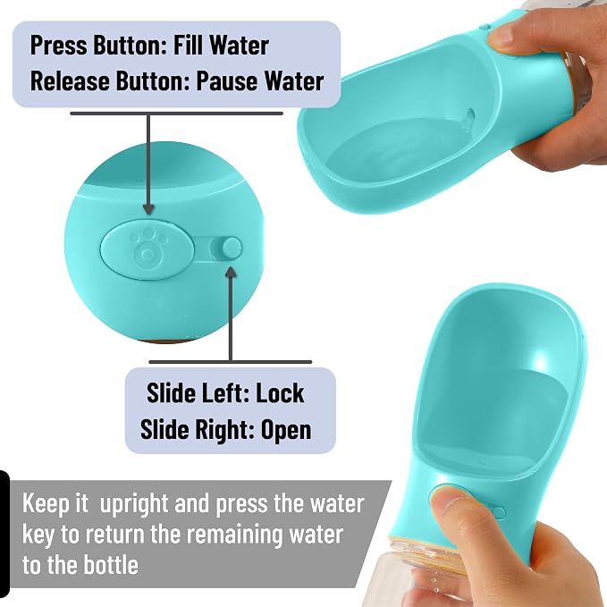Mr. Pen- Dog Water Bottle, 19 oz, Aqua Blue, Portable Dog Water Bottle Dispenser - Image 2