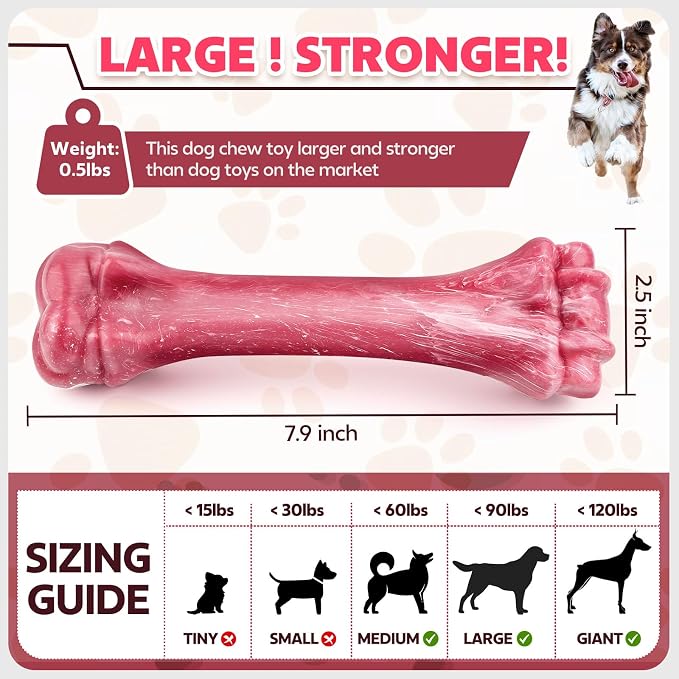Dog Toys for Aggressive Chewers, Indestructible Dog Bones for Aggressive Chewers - Image 2