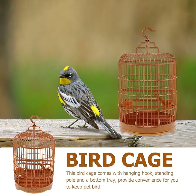 VILLCASE Round Bird Cage for Small Birds, 9.8" X 17.6 “ Plastic Travel Carrier - Image 3