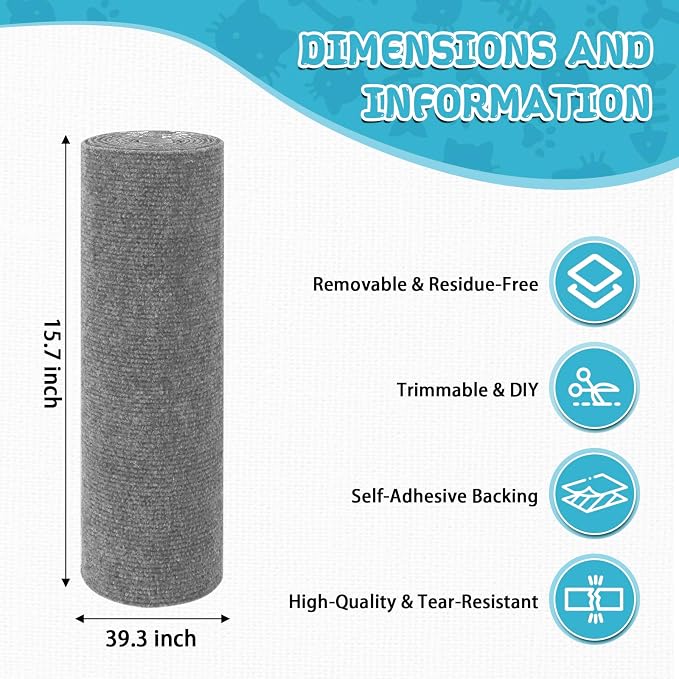 Climbing Cat Scratcher Mat Trimmable Cat Scratching Post Carpet 39.3’’x15.8’’ - Image 2