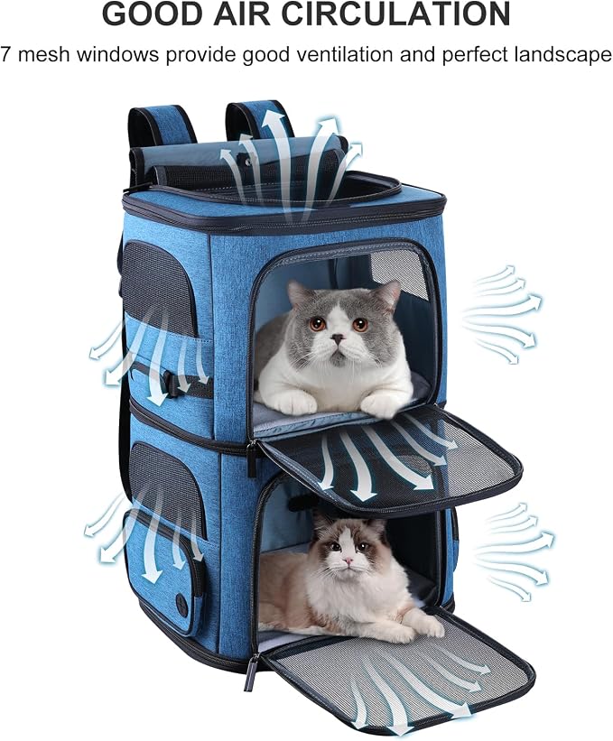 Double Cat Carrier for 2 Cats, Dog Backpack Carrier for Medium Dogs, Double - Image 4
