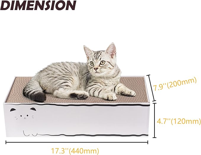 Cat Scratcher, 17.3"L x 7.9"W x 4.7"H, Reversible Design - Image 3
