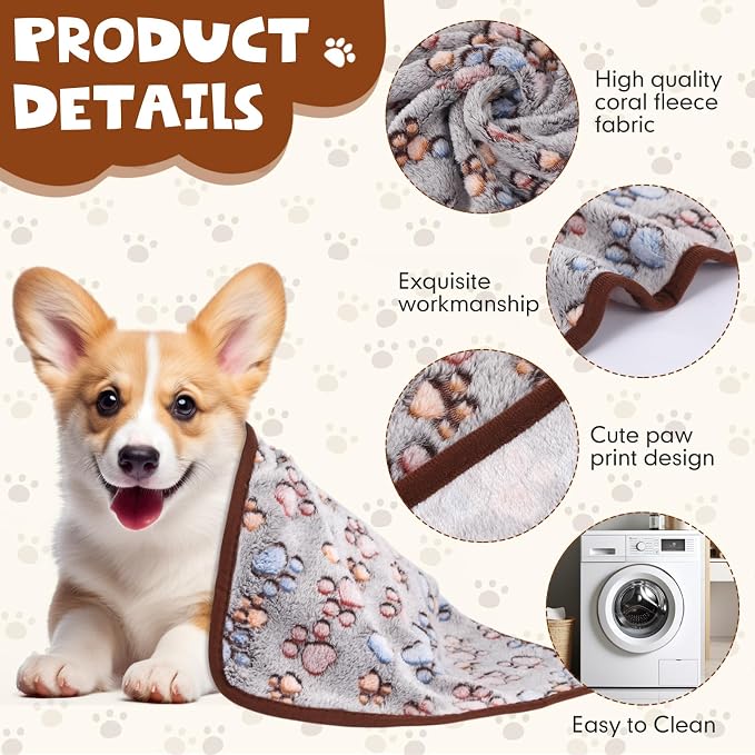 Chumia 40 Pcs Blankets Soft Fluffy Fleece Washable Pet Dog Sleep mat Paw Print - Image 3