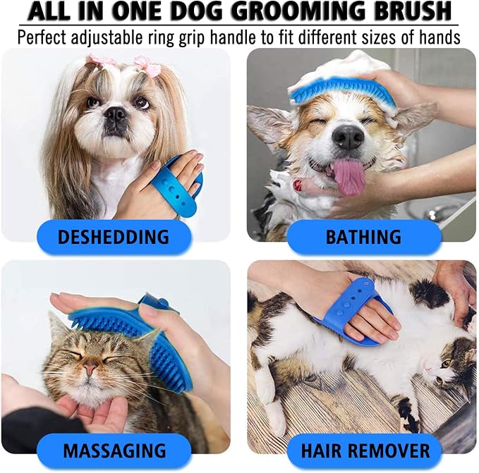 Dog Grooming Brush, Pet Shampoo Bath Brush Shedding Soothing Massage Rubber Comb - Image 4