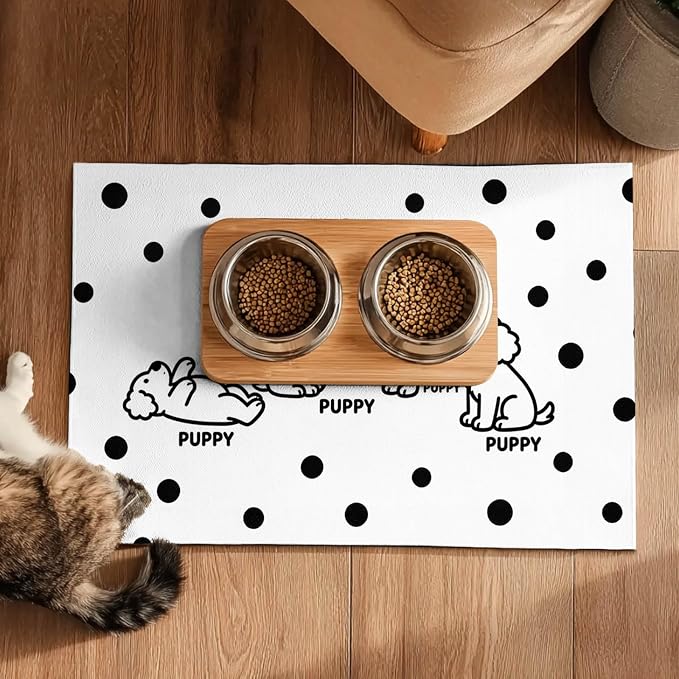 Puppy Pattern Pet Feeding Mat 24x16 Inch Polka Dot Pet Feeding Area Mat Pet - Image 5