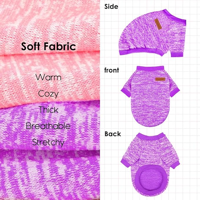 2 Pcs Dog Sweaters for Small Dogs Girl Boy Winter Fleece Clothes Warm Soft Dog - Image 5