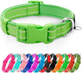 azuza Reflective Dog Collar Green Soft Neoprene Padded Pet Collar by azuza